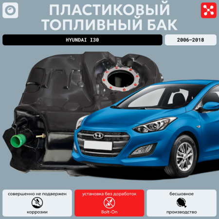 Топливный бак Hyundai i30 пластик (bolt-on)